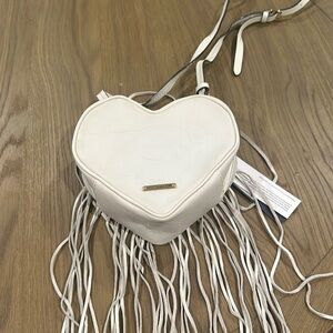 Tagged Rebecca Minkoff Heart Fringe Crossbody in White